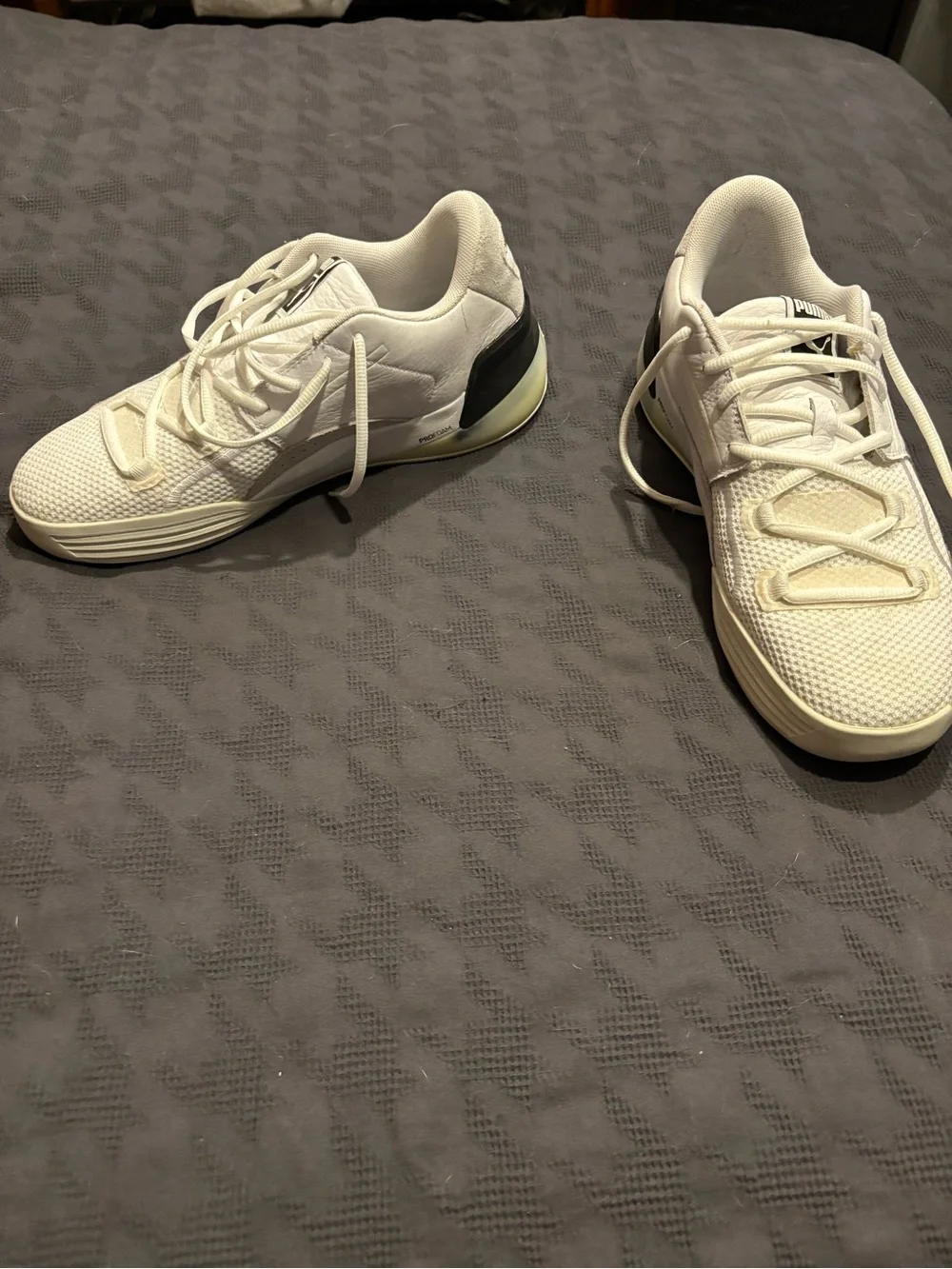 Puma Men's White Athletic Sneakers with Black Heel Accent